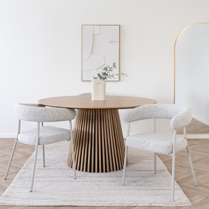 Vito-fauteuil de table en tissu sable et acier beige (x2)
