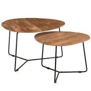 Inaya-set de 2 tables basses en bois massif