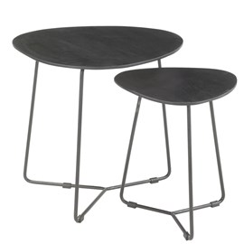 Inaya-set de 2 tables basses en bois massif noir