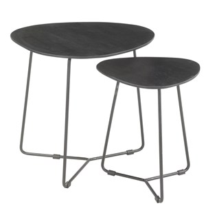 Inaya-set de 2 tables basses en bois massif noir