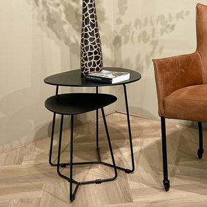Inaya-set de 2 tables basses en bois massif noir