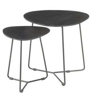 Inaya-set de 2 tables basses en bois massif noir