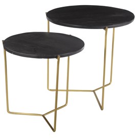 Julia-set de 2 tables basses bois noir et laiton