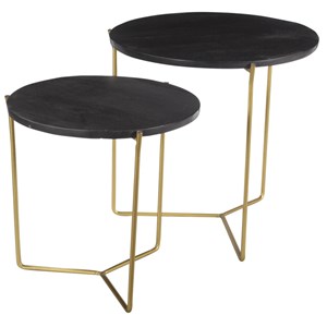 Julia-set de 2 tables basses bois noir et laiton