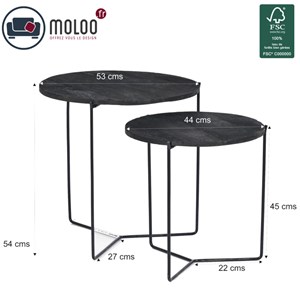 Julia-set de 2 tables basses en bois noir