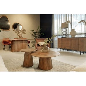 Sienne-table basse ronde d80 cm en bois massif