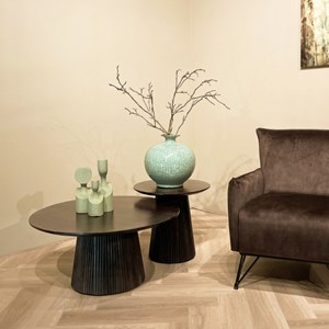 Sienne-table basse ronde d80 cm en bois massif brun