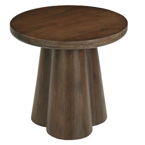 Figari-table basse ronde 50 cm en bois massif brun
