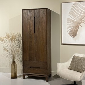 Corte-armoire de rangement 2 portes en bois massif brossé
