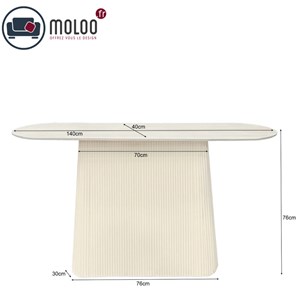 Dolce-console 140 cm en bois massif ivoire