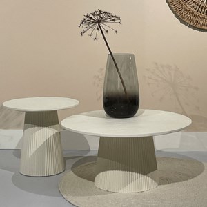 Dolce-table basse ronde d50 cm en bois massif ivoire