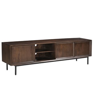 Quarto-meuble tv l.180 cm en bois massif noyer