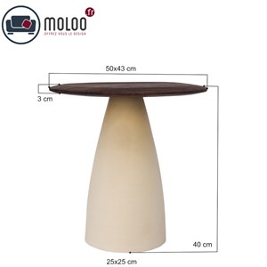 Dylon-table basse d50 cm en bois brun et ivoire