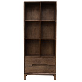 Corte-bibliothèque en bois massif brun brossé