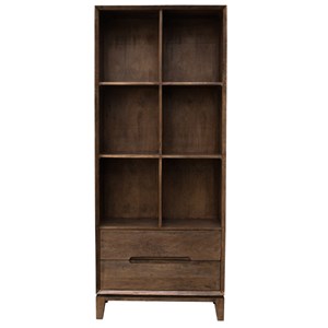 Corte-bibliothèque en bois massif brun brossé