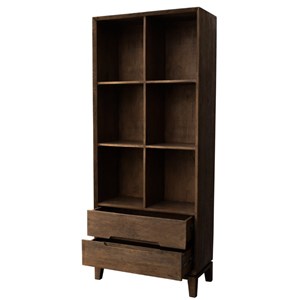 Corte-bibliothèque en bois massif brun brossé