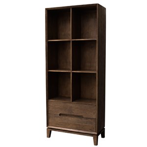 Corte-bibliothèque en bois massif brun brossé