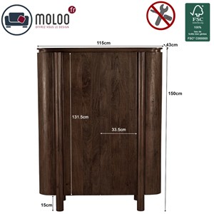 Borgo-vaisselier 115 cm en bois massif brun