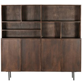 Gordes-vaisselier 4 portes 180 cm en bois massif brun