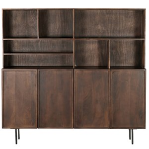 Gordes-vaisselier 4 portes 180 cm en bois massif brun