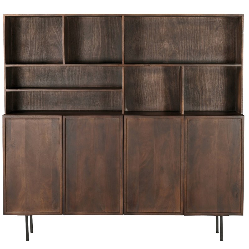 Gordes-vaisselier 4 portes 180 cm en bois massif brun