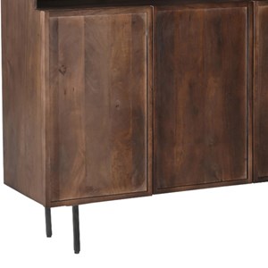 Gordes-vaisselier 4 portes 180 cm en bois massif brun