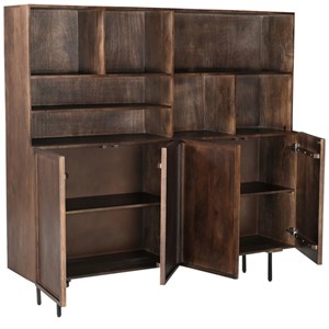 Gordes-vaisselier 4 portes 180 cm en bois massif brun