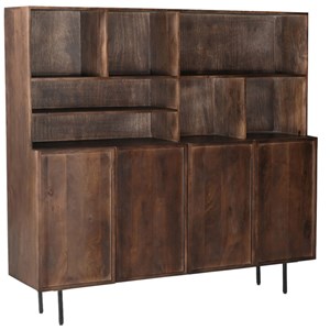 Gordes-vaisselier 4 portes 180 cm en bois massif brun