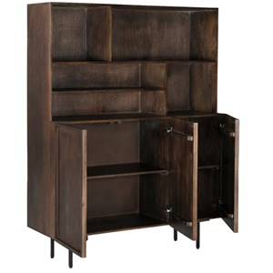 Gordes-vaisselier 3 portes 135 cm en bois massif brun