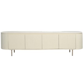 Cream-meuble tv 210 cm en bois massif ivoire