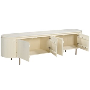 Cream-meuble tv 210 cm en bois massif ivoire