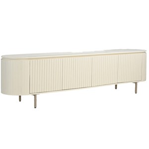 Cream-meuble tv 210 cm en bois massif ivoire
