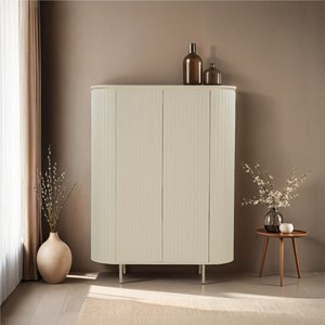 Cream-vaisselier 115 cms en bois massif ivoire