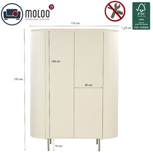 Cream-vaisselier 115 cms en bois massif ivoire