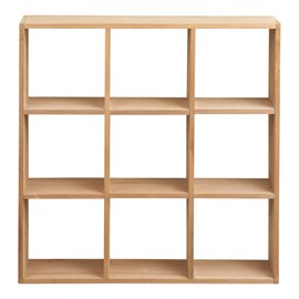 Kaz- étagère murale 9 cases en bois naturel 46x46 cm