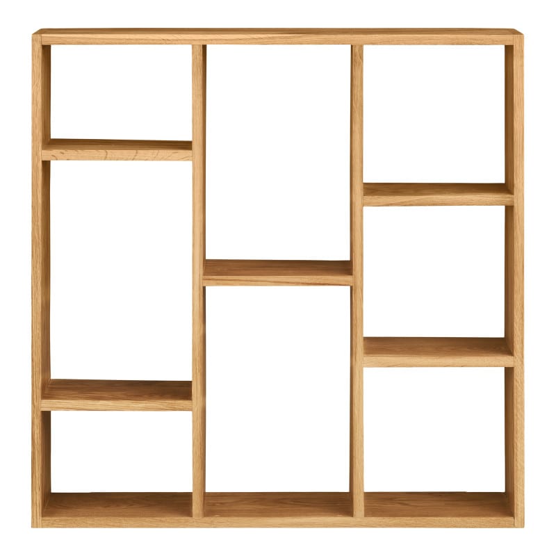 Kub-étagère murale 8 niches en chêne massif 70x70 cm