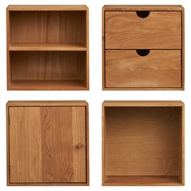 Kub-set de 4 cubes muraux en chêne massif 30x30 cm