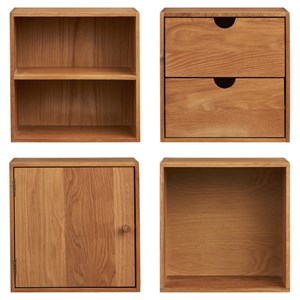 Kub-set de 4 cubes muraux en chêne massif 30x30 cm