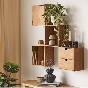Kub-set de 4 cubes muraux en chêne massif 30x30 cm