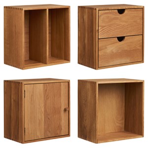 Kub-set de 4 cubes muraux en chêne massif 30x30 cm
