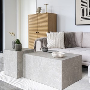 Vast-table basse décor marbre beige 40x40 cm