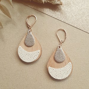 Boucles d’oreilles en bois arty ivoire