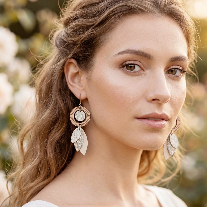 Boucles d’oreilles pendantes solaris ivoire