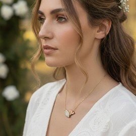 Collier chouchou glacé en bois et cuir