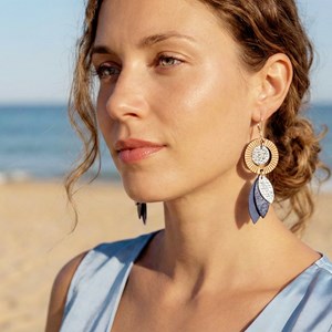 Boucles d’oreilles longues solaris bleu klein