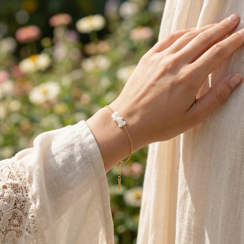 Bracelet mariage ivoire nacré