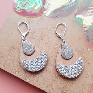 Boucle d'oreilles en bois arty glacial