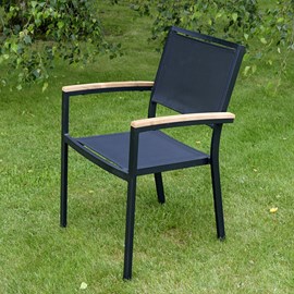 Fauteuil aluminium et textilène noir casablanca