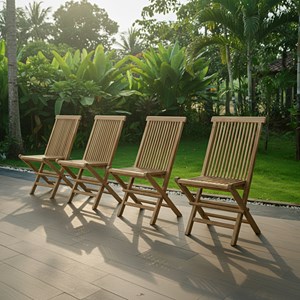 Chaises  de jardin pliantes en teck massif java (lot de 4)