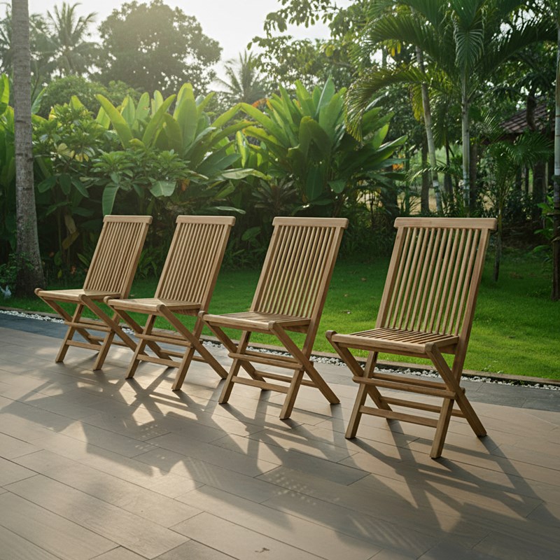 Chaises de jardin pliantes en teck massif java (lot de 4)